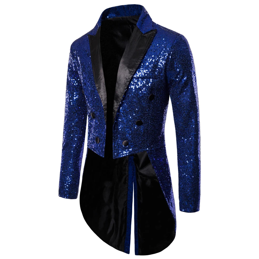 Manteau de Costume à paillettes dorées brillantes pour hommes, veste de smoking à Double boutonnage pour marié de mariage, Costume de fête sur scène de bal