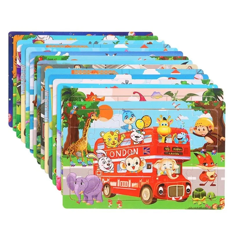 Jeu intellectuel en bois à pensée logique, Puzzle, véhicule Animal, dessin animé, jouets éducatifs précoces pour enfants, cadeau