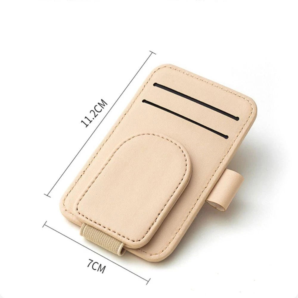 Porte-lunettes de soleil de voiture, Clip de lunettes pour pare-soleil, cintre de lunettes en cuir multifonction, Clip de carte de billet Portable, accessoires de voiture