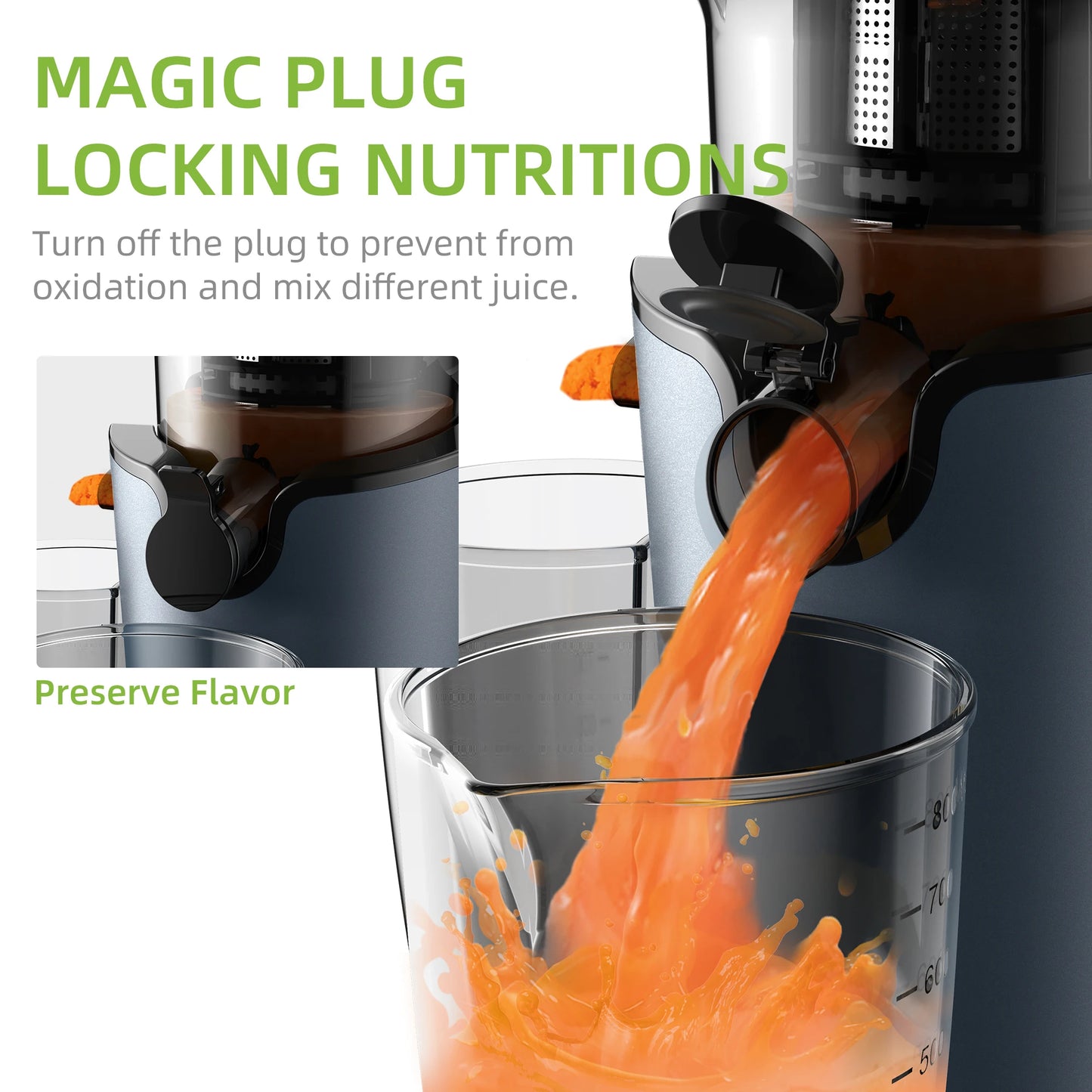 BioloMix-Extracteur de Jus Écrasé, Froid PMurcia Ju479, Fente de Rajeunissement de 78mm, Convient aux Fruits Entiers, Facile à Nettoyer, 200W