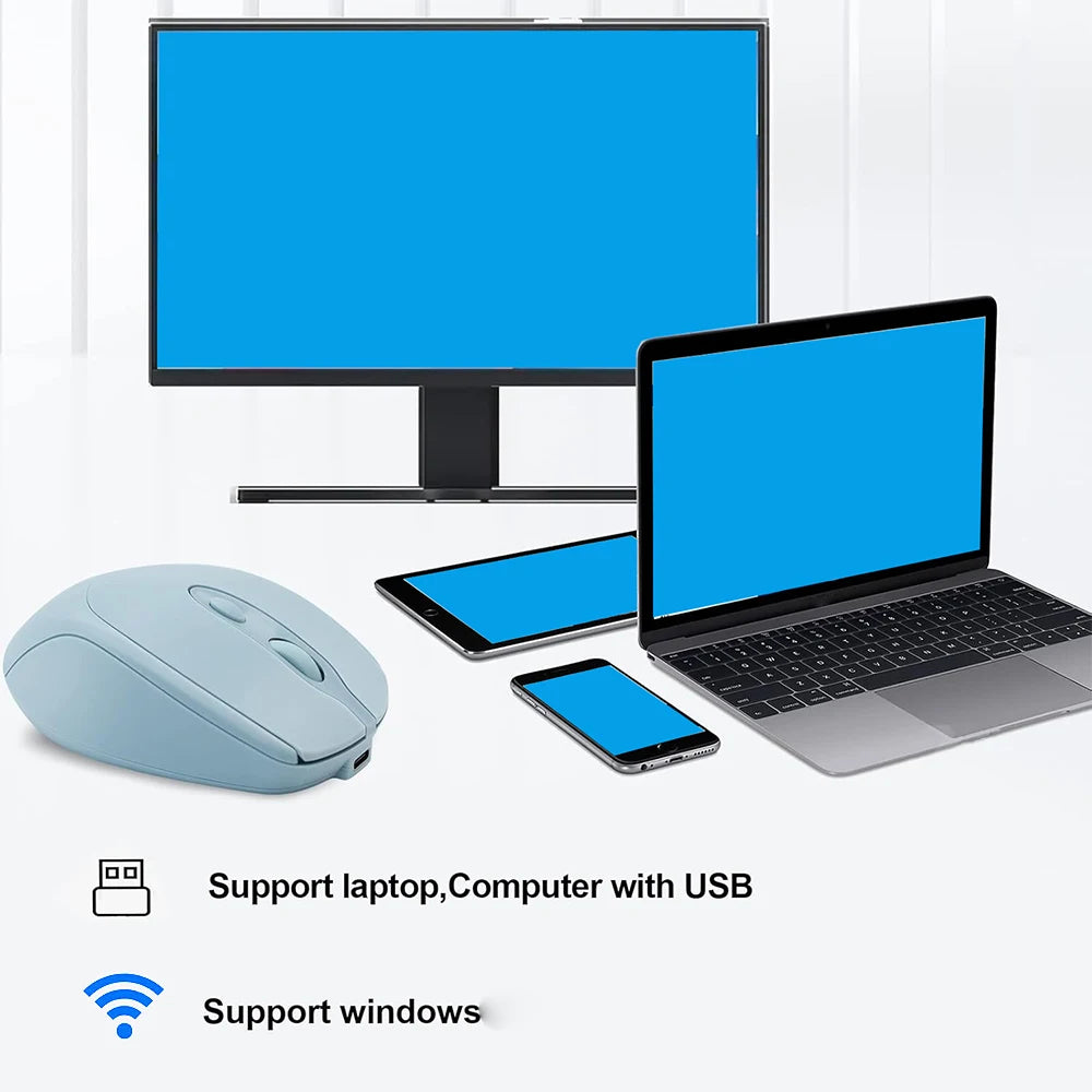 Souris d'ordinateur sans fil Rechargeable 2.4G, Compatible Bluetooth, USB, silencieuse, pour PC, ordinateur portable, Macbook, tablette