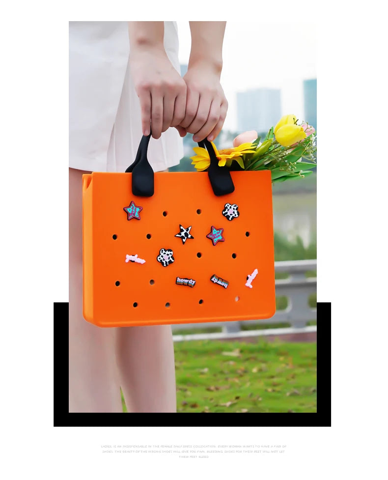 EVA grand sac à bandoulière en cuir sac à main fourre-tout sac de rangement pour femmes décontracté sac de plage étanche trou ajustement charme sac de rangement de mode