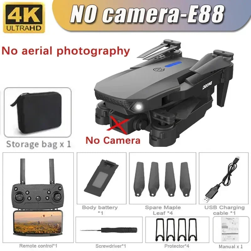 2025 E88 professionnel grand Angle RC Dron HD 4K Mode caméra pliable hélicoptère avion quadrirotor Drone enfant cadeau jouets 