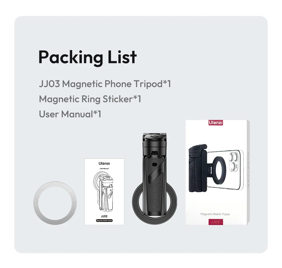Ulanzi JJ03 perche à Selfie magnétique trépied de téléphone pour iPhone 16 15 14 13 12 Pro Max Magsafe Smartphone poignée sans fil support de bureau
