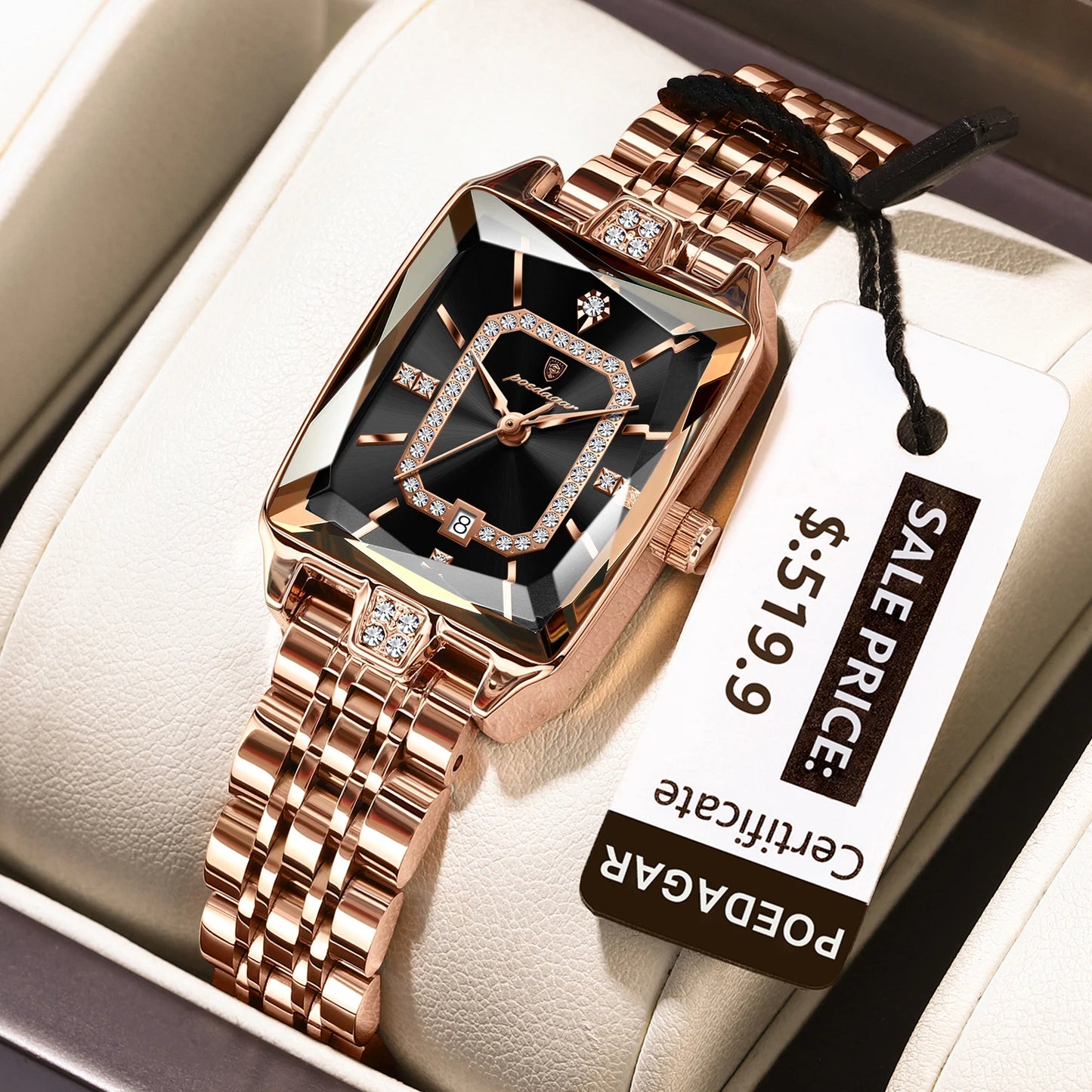 POEDAGAR montre de luxe pour femme calendrier étanche haute qualité dames montre en acier inoxydable Quartz femmes montres élégant + boîte