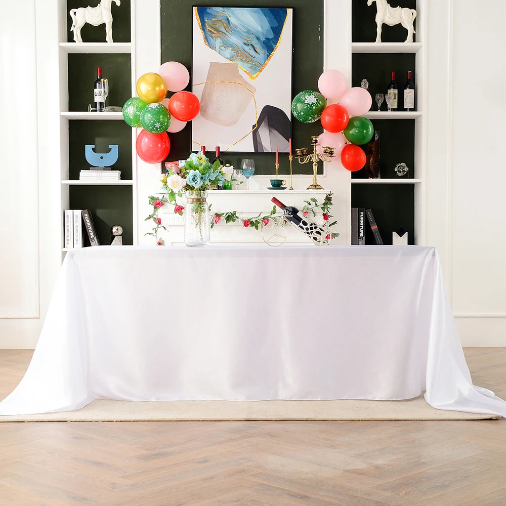 Nappe rectangulaire en Satin pour mariage, blanc et noir, pour fête d'anniversaire, événements, Banquet, décoration de dîner à domicile
