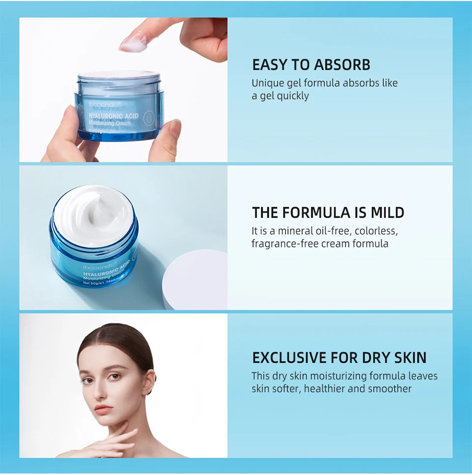 Crème Gel à l'acide hyaluronique, hydratante pour le visage, pour hydrate et lisse, peau Extra sèche, nourrissante, améliore la sécheresse, Lotion pour le visage