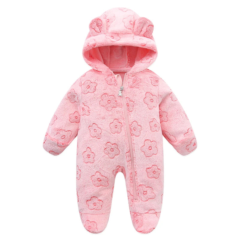 Vêtements doux pour nouveau-né, flanelle, automne hiver, pour bébés garçons et filles, combinaison de dessin animé, body chaud pour bébés de 0 à 12 mois