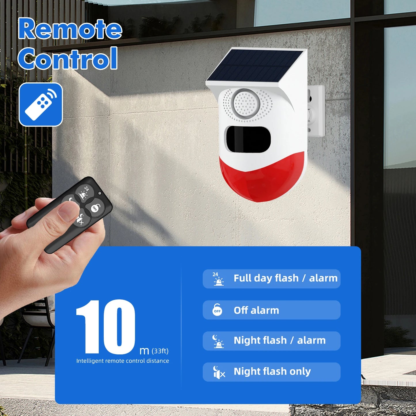 Tuya – détecteur de mouvement infrarouge intelligent WiFi, solaire, extérieur, PIR, sirène stroboscopique sans fil, alarme sonore, télécommande étanche