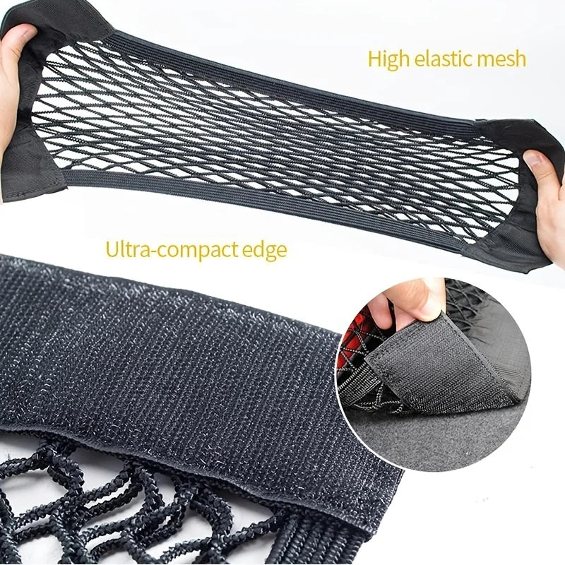 Sac de rangement universel pour voiture Filet de coffre à double maille Sac de rangement intégré Filet de fixation pour extincteur Filet antidérapant Filet de rangement voiture Filet de coffre double maille automobile