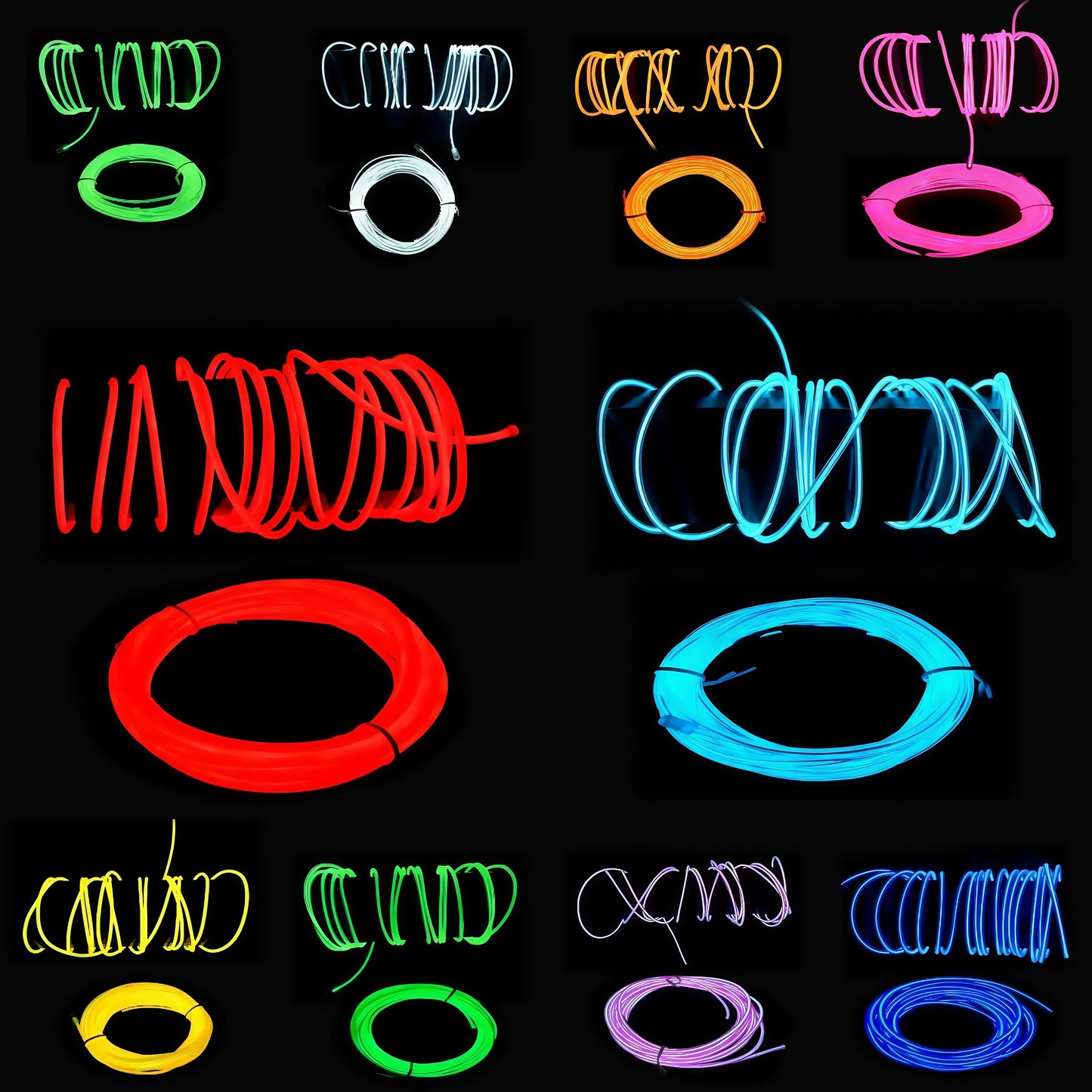 EL – fil lumineux de couleur 3M/5M/10M, avec adaptateur USB, bande lumineuse néon 360, corde lumineuse découpable pour fête d'halloween, décoration DIY