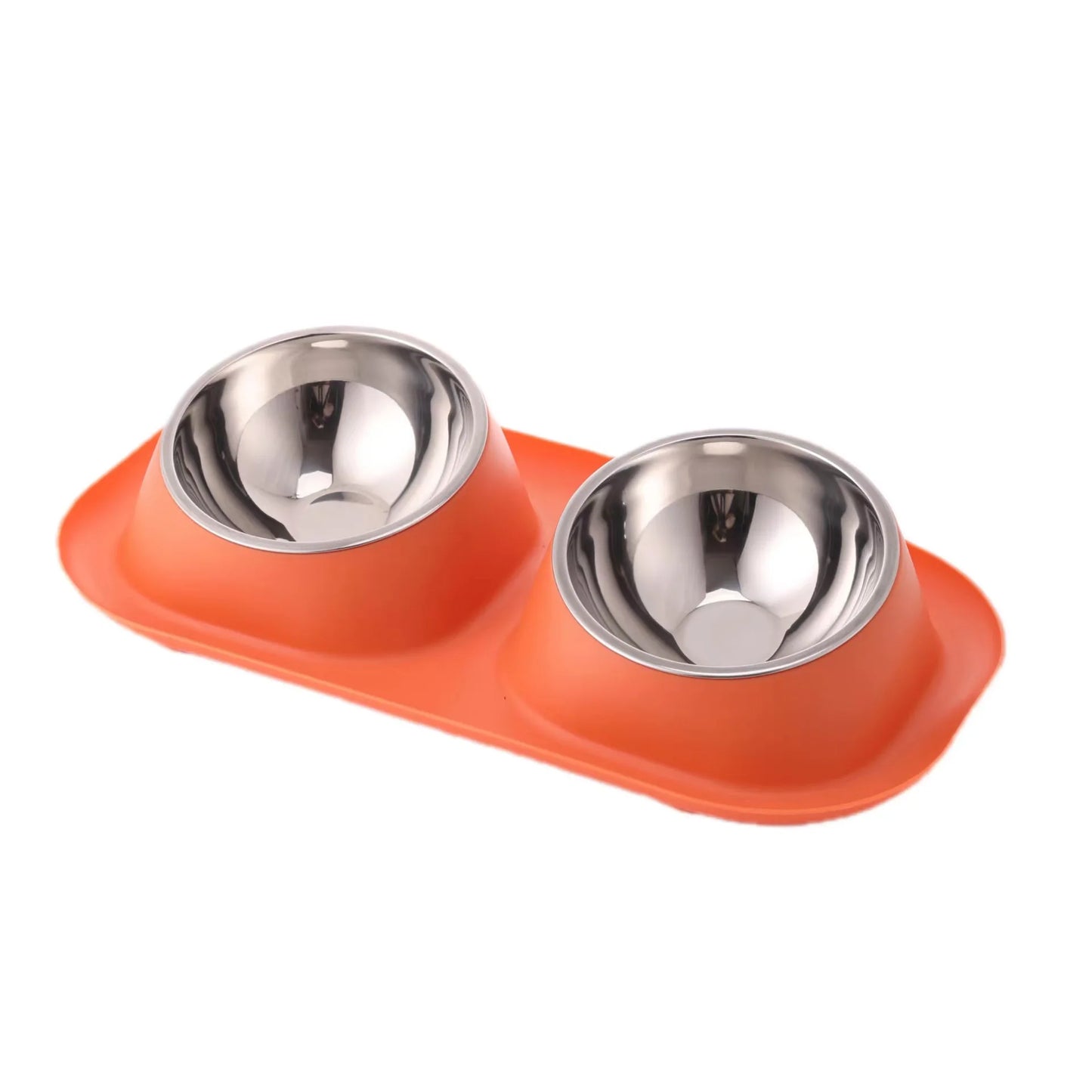 Bol Double en acier inoxydable pour chien et chat, récipient de nourriture pour chat, Base antidérapante, mangeoire d'eau pour animaux de compagnie, protection inclinable du cou, bols pour chiots et chats, 1 pièce