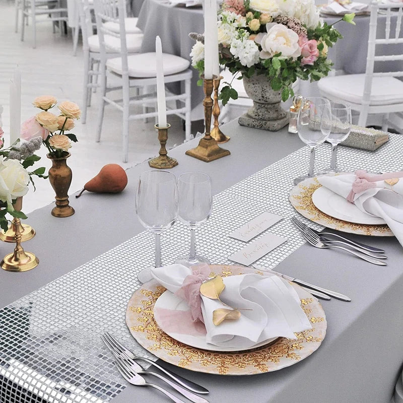 Chemin de Table Disco à paillettes, 7 couleurs, miroir, feuille d'or/argent, décoration de Table à manger métallique pour fête de mariage, anniversaire