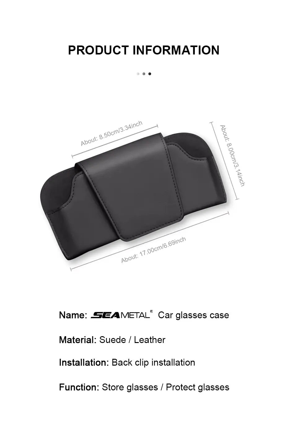SEAMETAL – porte-lunettes pare-soleil en cuir de vache, boîte de protection pour lunettes de soleil résistantes à l'usure, mallette de rangement pour lunettes automobiles