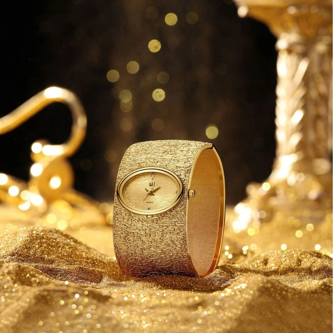 ASJ montre-Bracelet femme reloj mujer or luxe motif écorce montre Simple pour femmes relojes para damas
