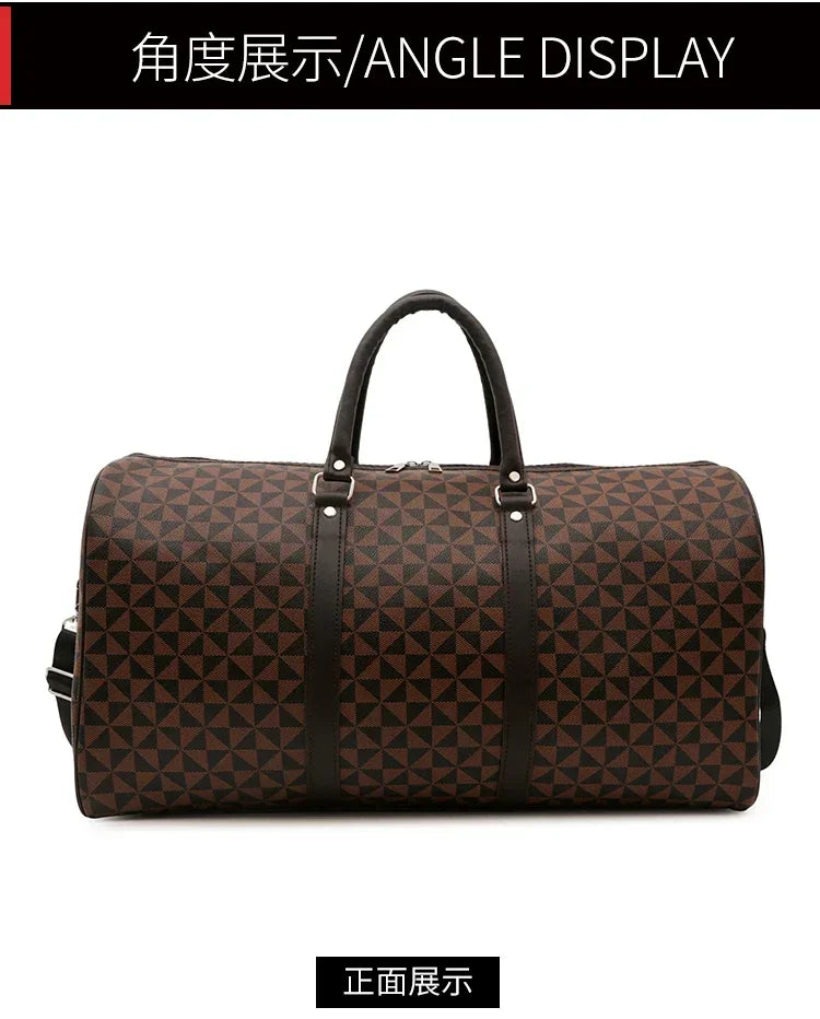 Sacs de voyage rétro géométriques en PU pour femmes, grande capacité, sacs à bandoulière classiques de haute qualité, couleurs assorties, 2024