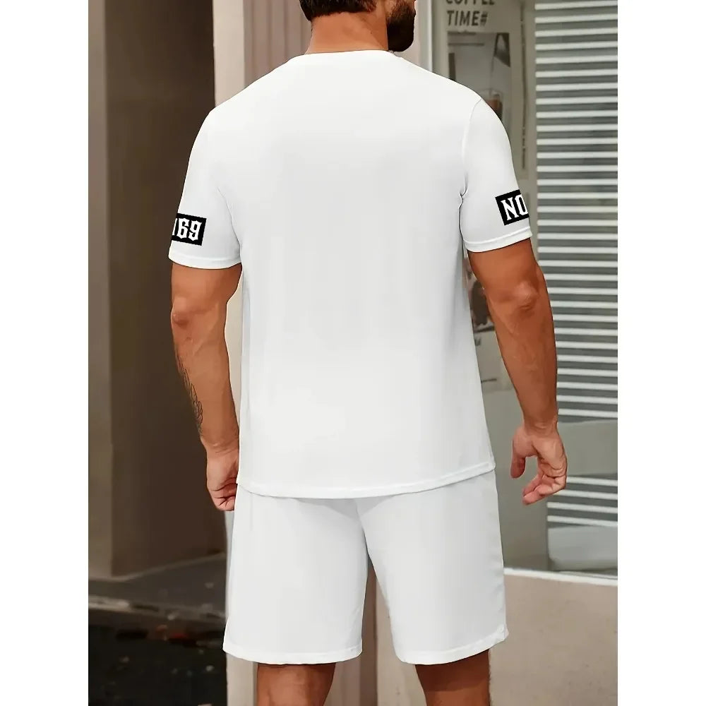 Costume d'été pour hommes, nouveau motif imprimé de lettres 3d, manches courtes et Shorts, ensemble T-shirt asuel et à la mode
