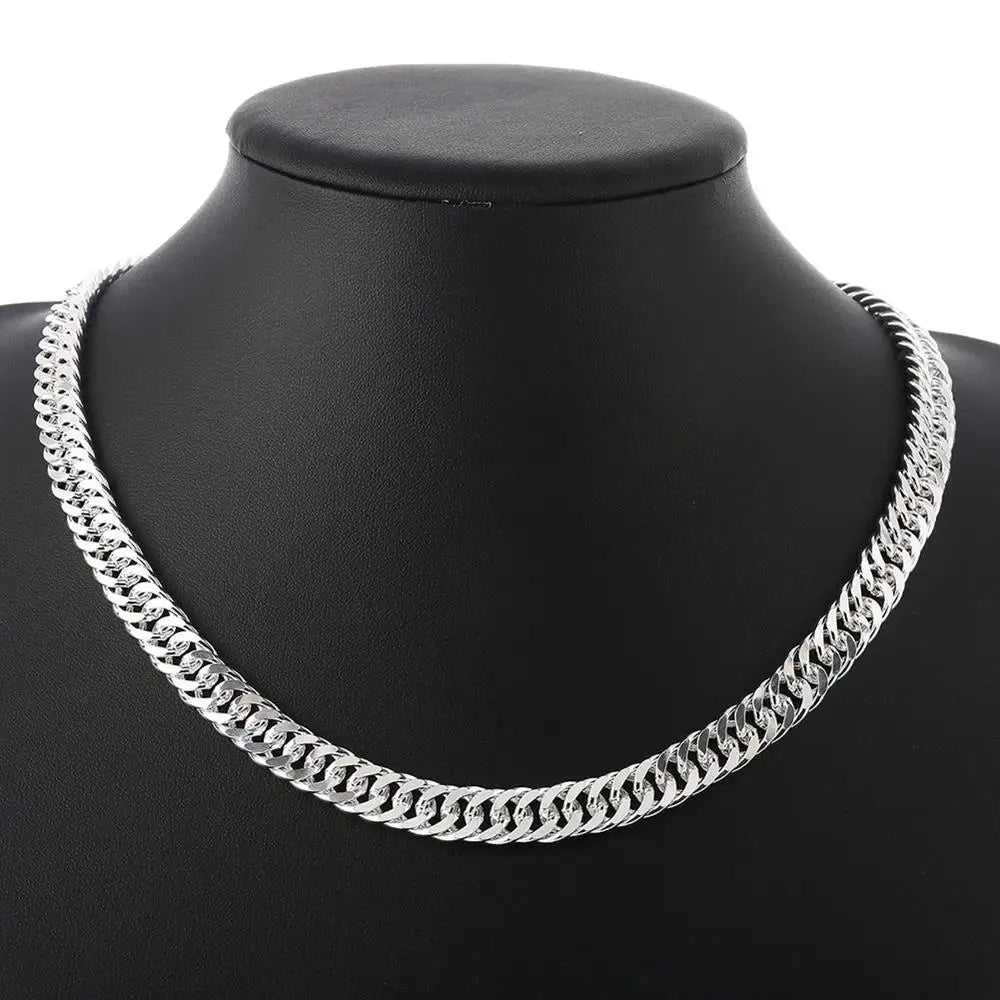 Chaîne fine de 6MM de largeur, colliers en argent Sterling 925 pour femmes et hommes, bijoux à la mode, cadeau de fête de mariage et de vacances, 50-60cm
