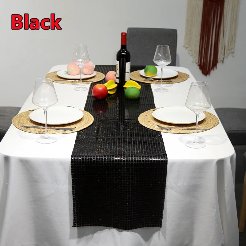 Chemin de Table Disco à paillettes, 7 couleurs, miroir, feuille d'or/argent, décoration de Table à manger métallique pour fête de mariage, anniversaire