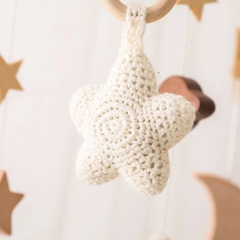 Berceau de bébé lit Mobile cloche hochet jouets en bois Crochet étoiles pendentif lit cloche jouets nouveau-né confort berceau support suspendus jouets cadeaux