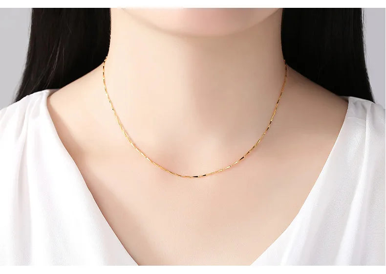 Chaîne de collier couleur or 14k pour femmes, boîte, os de serpent/étoilé/chaîne croisée, collier de 18 pouces, bijoux fins, cadeaux