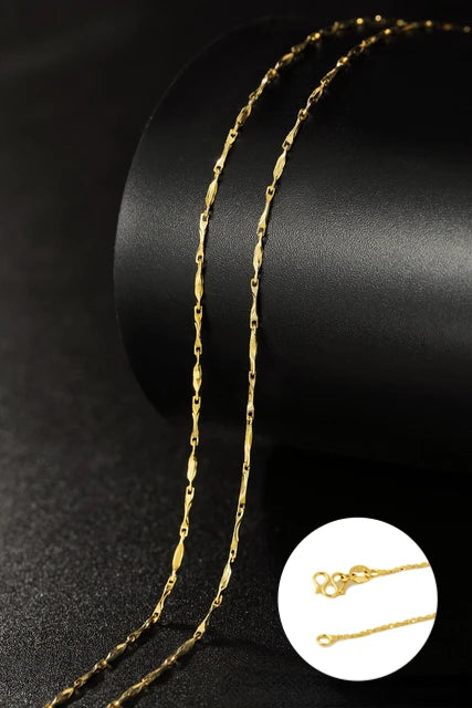 Chaîne de collier couleur or 14k pour femmes, boîte, os de serpent/étoilé/chaîne croisée, collier de 18 pouces, bijoux fins, cadeaux