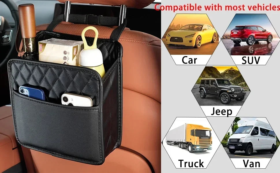 Sac de rangement multifonction en cuir PU pour dossier de siège de voiture, pour Renault Clio Laguna Megane Duster, porte-gobelet en tissu, poche pour déchets
