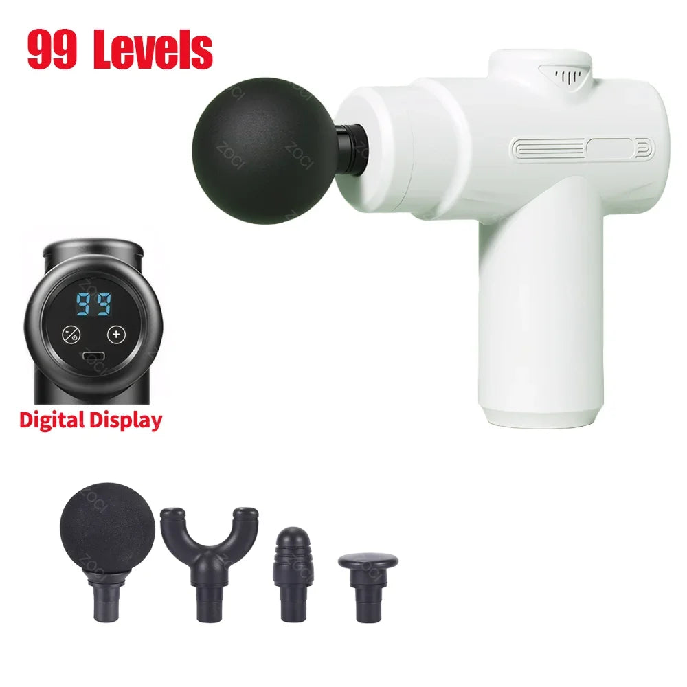 Mini pistolet de Massage Portable à 99 niveaux, pistolet à Fascia portatif, affichage numérique, masseur musculaire par Vibration, masseur de tissus profonds pour le corps