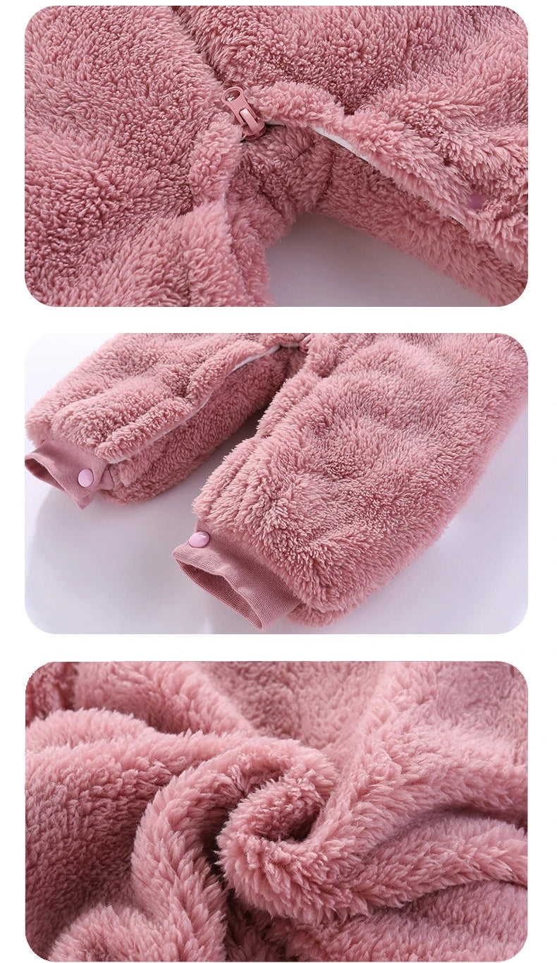 Barboteuse pour nouveau-né, ours en peluche mignon, garçon, automne hiver, garde au chaud, à capuche, combinaison globale pour nourrissons filles, vêtements d'extérieur