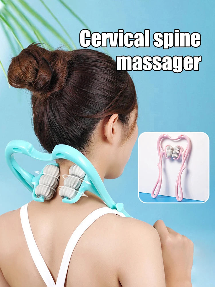 Masseur Cervical manuel à Six roues pour le cou, le dos et la taille, soulagement de la Tension musculaire et Relaxation, outil thérapeutique roulant