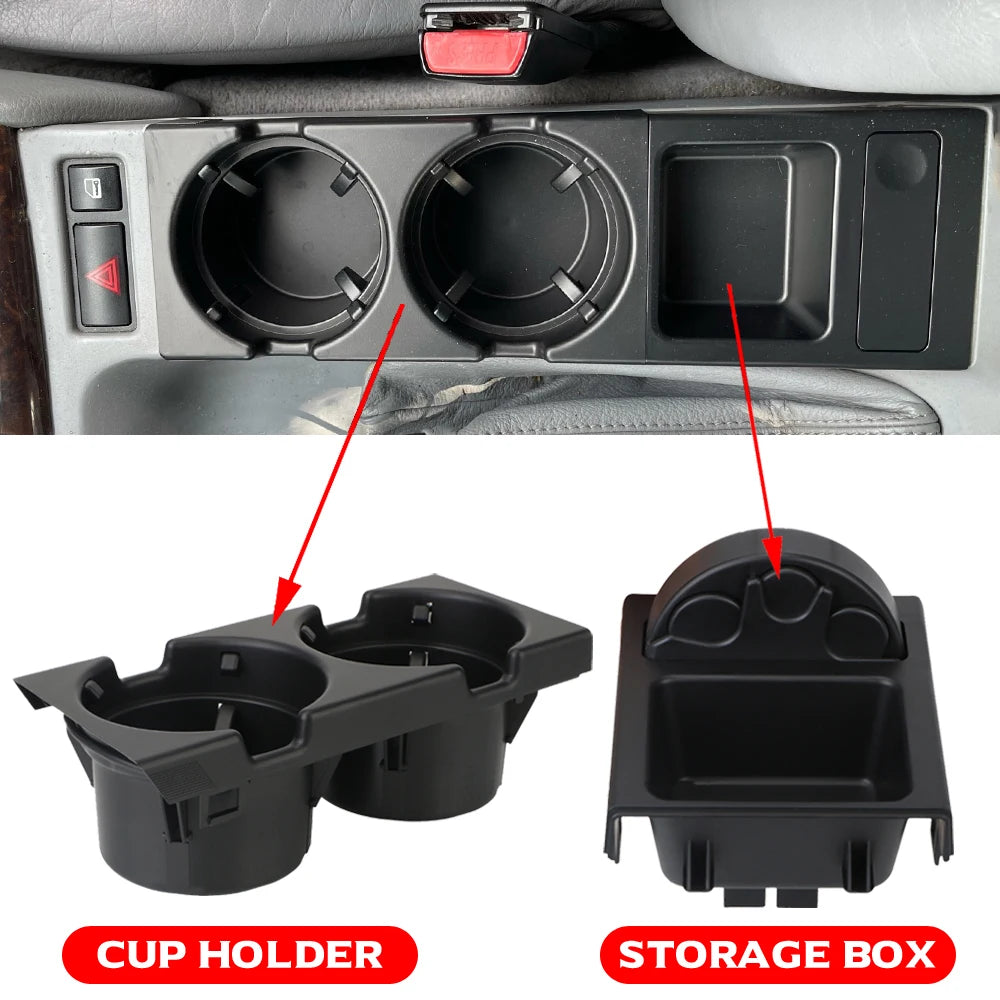 Nouveau Double trou style de voiture Console centrale avant boîte de rangement pièce de monnaie + porte-gobelet pour BMW E46 série 1999-2006 51168217953