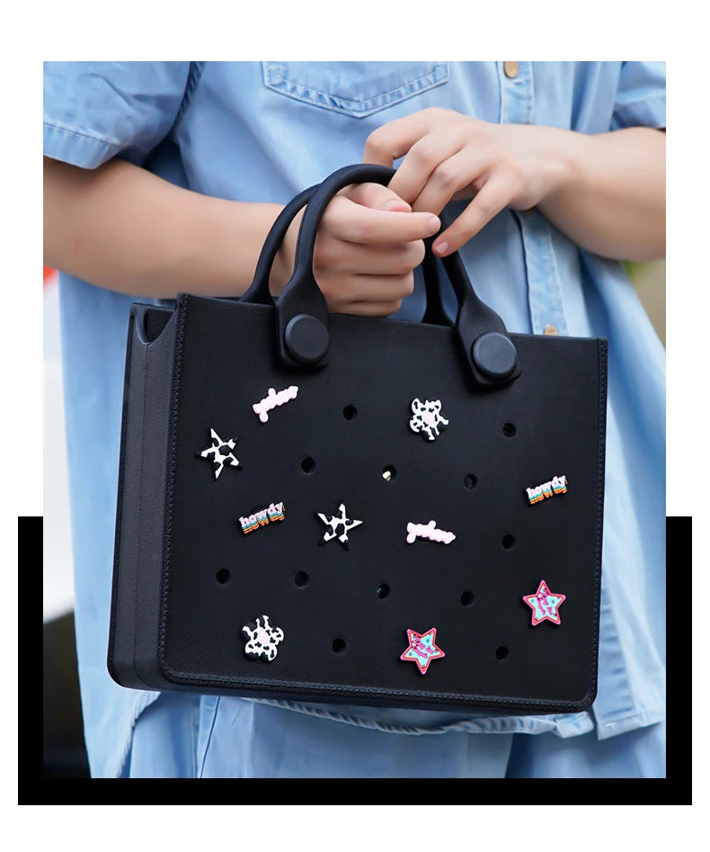 EVA grand sac à bandoulière en cuir sac à main fourre-tout sac de rangement pour femmes décontracté sac de plage étanche trou ajustement charme sac de rangement de mode