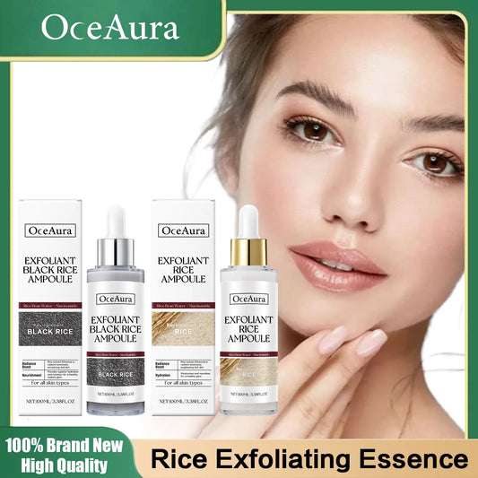 Sérum hydratant pour le visage, nourrit la peau sèche, Essence éclaircissante, ligne Fine lisse, rétrécit les Pores, Toner, liquide exfoliant au riz noir