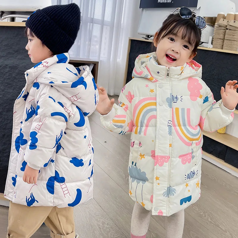 Nouvelles filles garçons doudoune manteaux d'hiver enfants vêtements à capuche coupe-vent manteau pour enfants 2-7 ans coton vêtements d'extérieur chauds