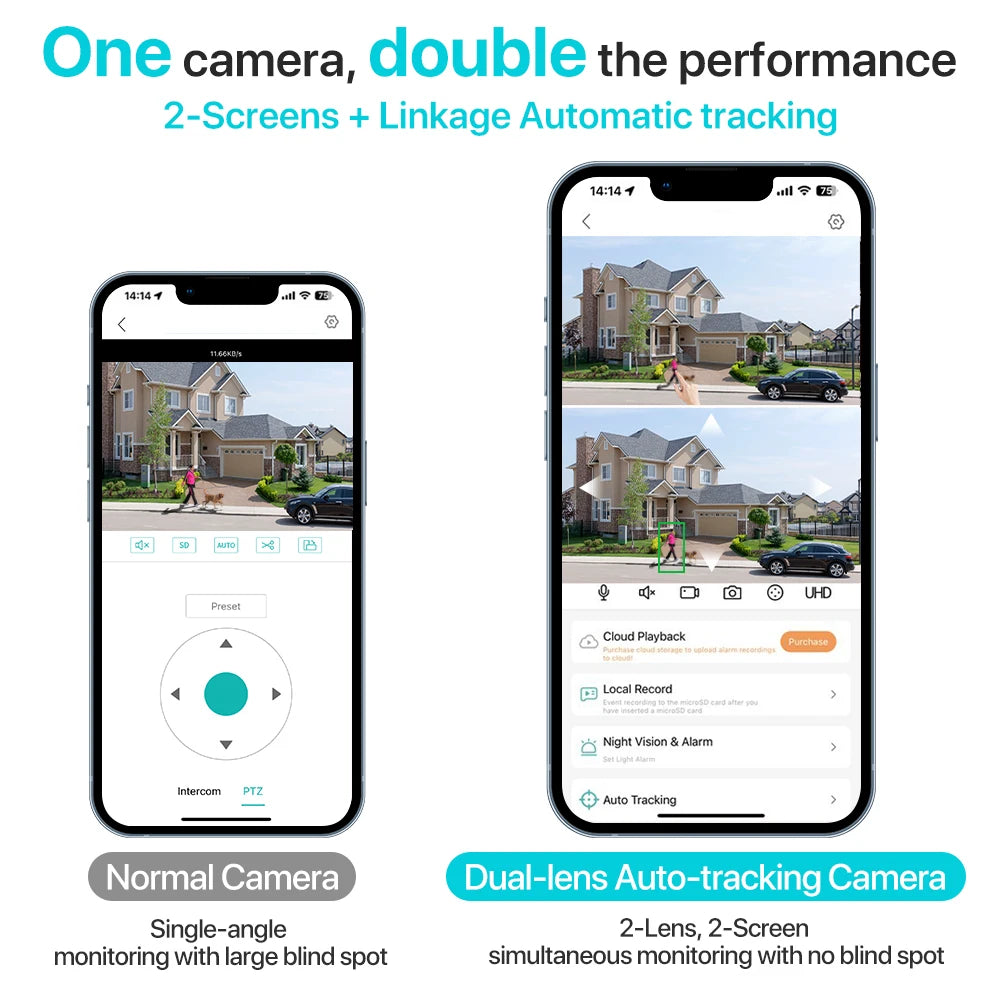4K 8MP HD Wifi PTZ caméra extérieure 4MP double objectif double écran AI suivi automatique caméra IP CCTV Audio vidéo Surveillance P2P iCSee