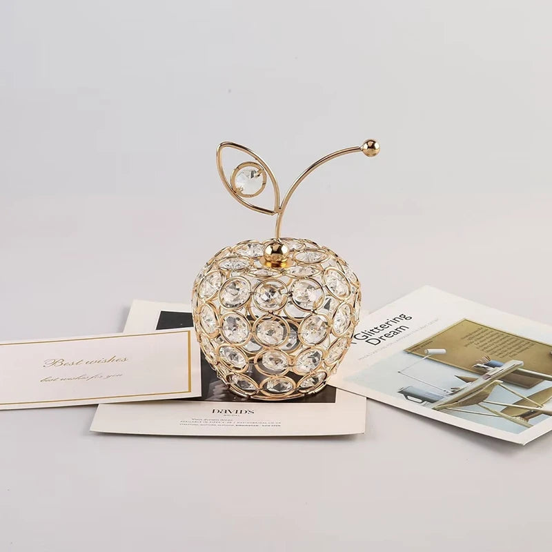 Ornements de pomme en cristal créatifs, strass scintillants en forme d'ananas, miniature de poire de neige, artisanat de décoration pour la maison, accessoires de photographie