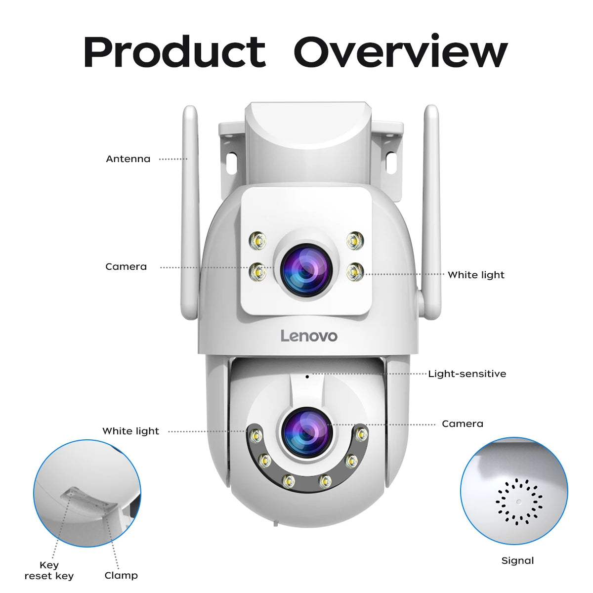 Lenovo 4K WiFi caméra de Surveillance 5G Wifi extérieur double objectif PTZ caméras IP suivi automatique Audio vidéo ONVIF sécurité CCTV caméra
