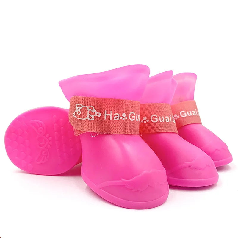 Chaussures de pluie imperméables pour animaux de compagnie, 4 pièces, bottes en caoutchouc antidérapantes pour petits, moyens et grands chiens, chaussures d'extérieur pour chats, bottines pour chiens, accessoires pour ani