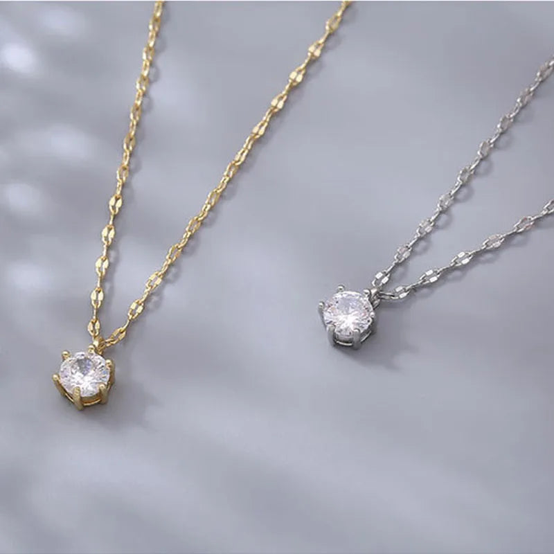 Collier Plaqué Argent Sterling 925 pour Femme, Polyvalent, Simple, Rotterdam, Kling, AAA, Zcomprend sur la Clavicule, Bijoux de Mariage, Vente en Gros, Chaud