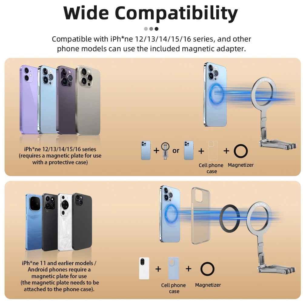 Support magnétique pour iPhone 16 15 14 13 Pro/Pro Max, accessoires universels pour trépied magnétique Magsafe en alliage d'aluminium pour téléphone