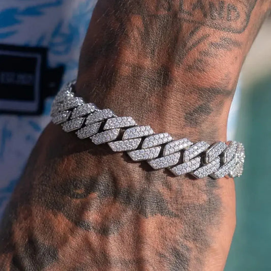 Bracelets en chaîne cubaine à maillons glacés de 14MM pour hommes et femmes, strass complets, épais, Miami, Punk, Hip Hop, bijoux cadeau