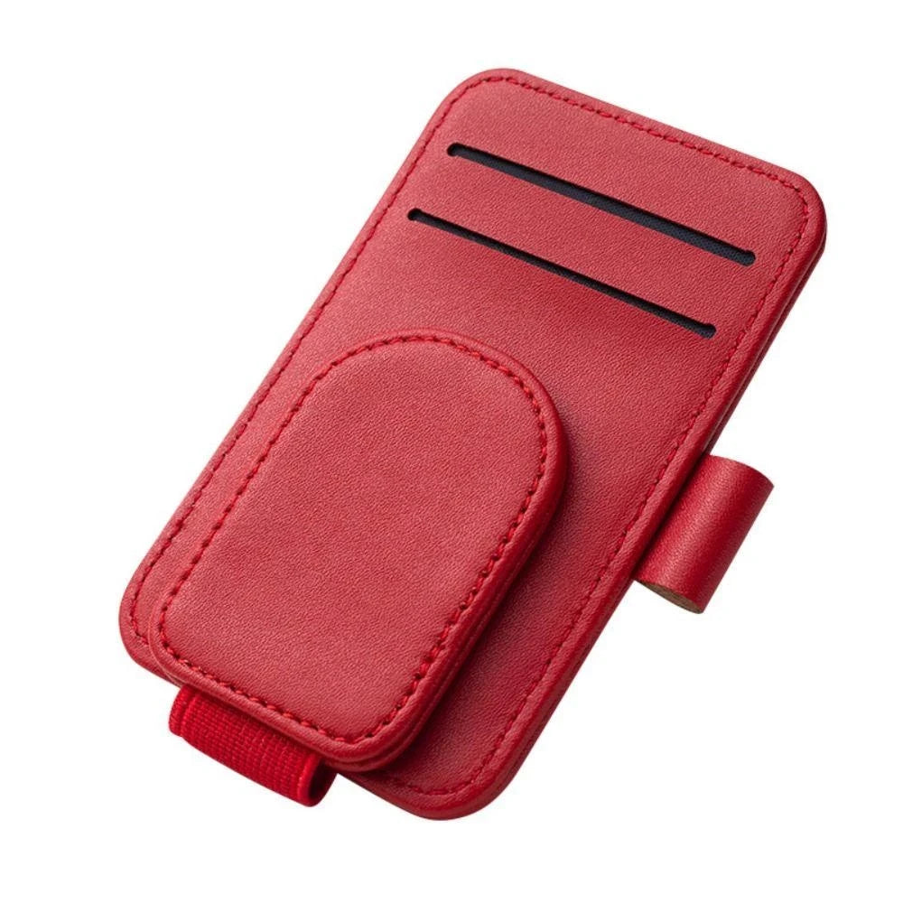 Porte-lunettes de soleil de voiture, Clip de lunettes pour pare-soleil, cintre de lunettes en cuir multifonction, Clip de carte de billet Portable, accessoires de voiture