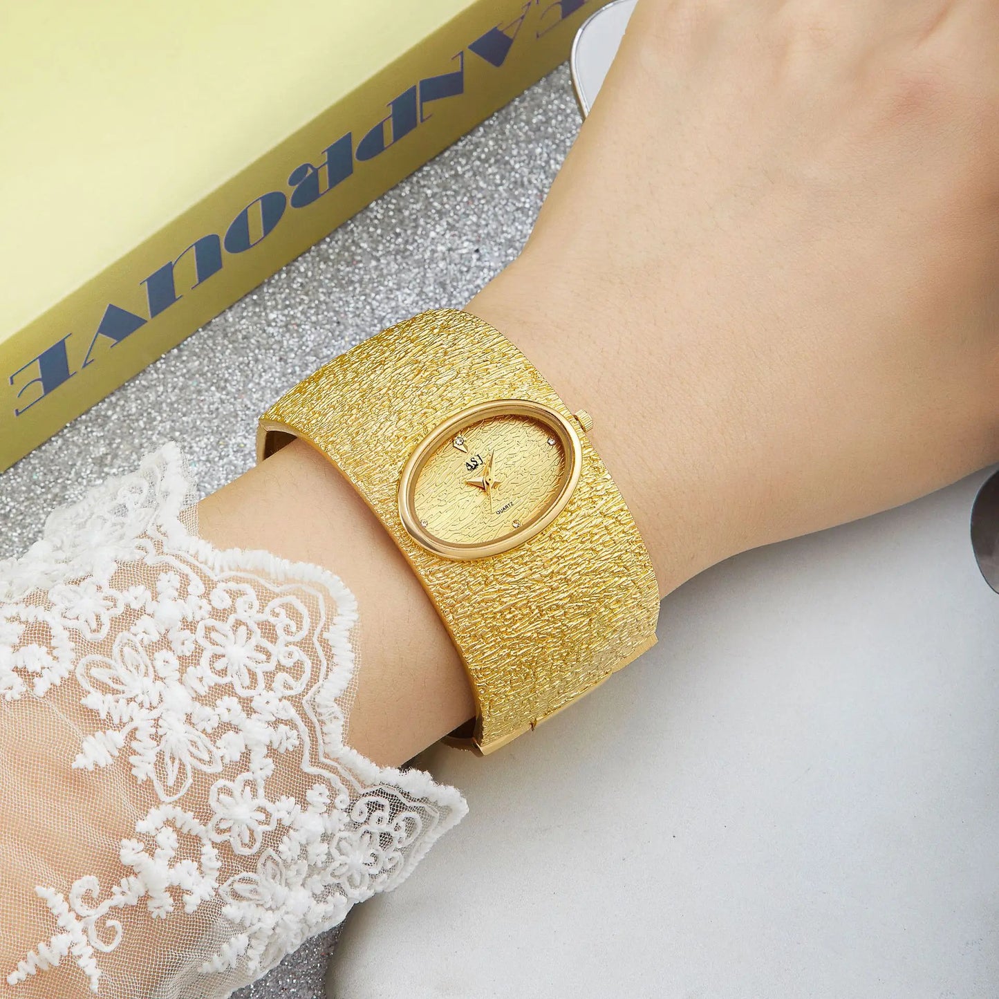 ASJ montre-Bracelet femme reloj mujer or luxe motif écorce montre Simple pour femmes relojes para damas