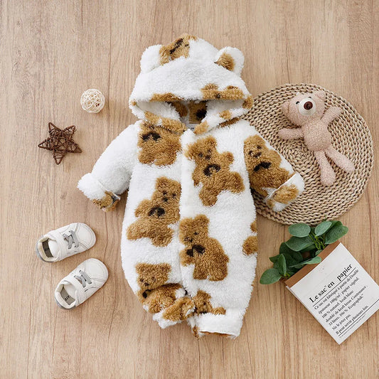 Vêtements pour bébé, ours en peluche mignon de dessin animé, confortable et doux, combinaison pour garçons et filles de 0 à 18 ans, automne et hiver, manches longues