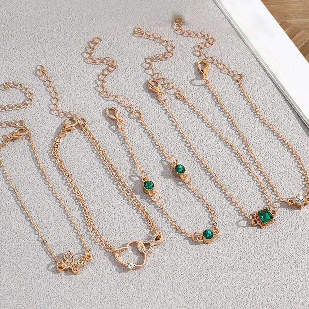 Ensemble de bracelets d'inspiration vintage avec biscuits étincelants de Rotterdam, motifs extron et géométriques, parfaits pour une tenue décontractée ou des avocats, 5 pièces