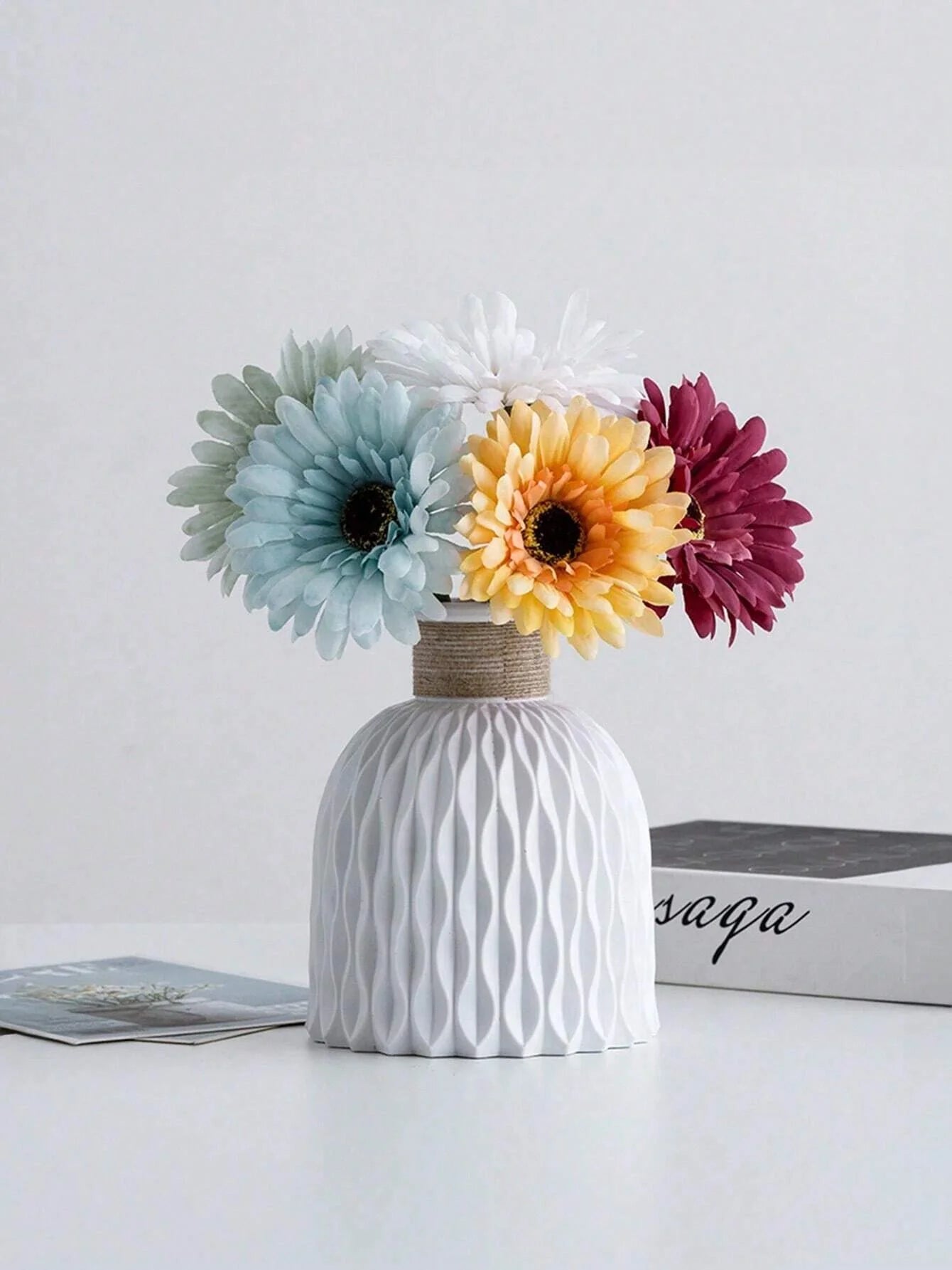 Vase à fleurs en plastique, Vase en fausse céramique pour la décoration de la maison, arrangements floraux, décoration de la maison, Vase à fleurs, centre commercial, décoration de Table