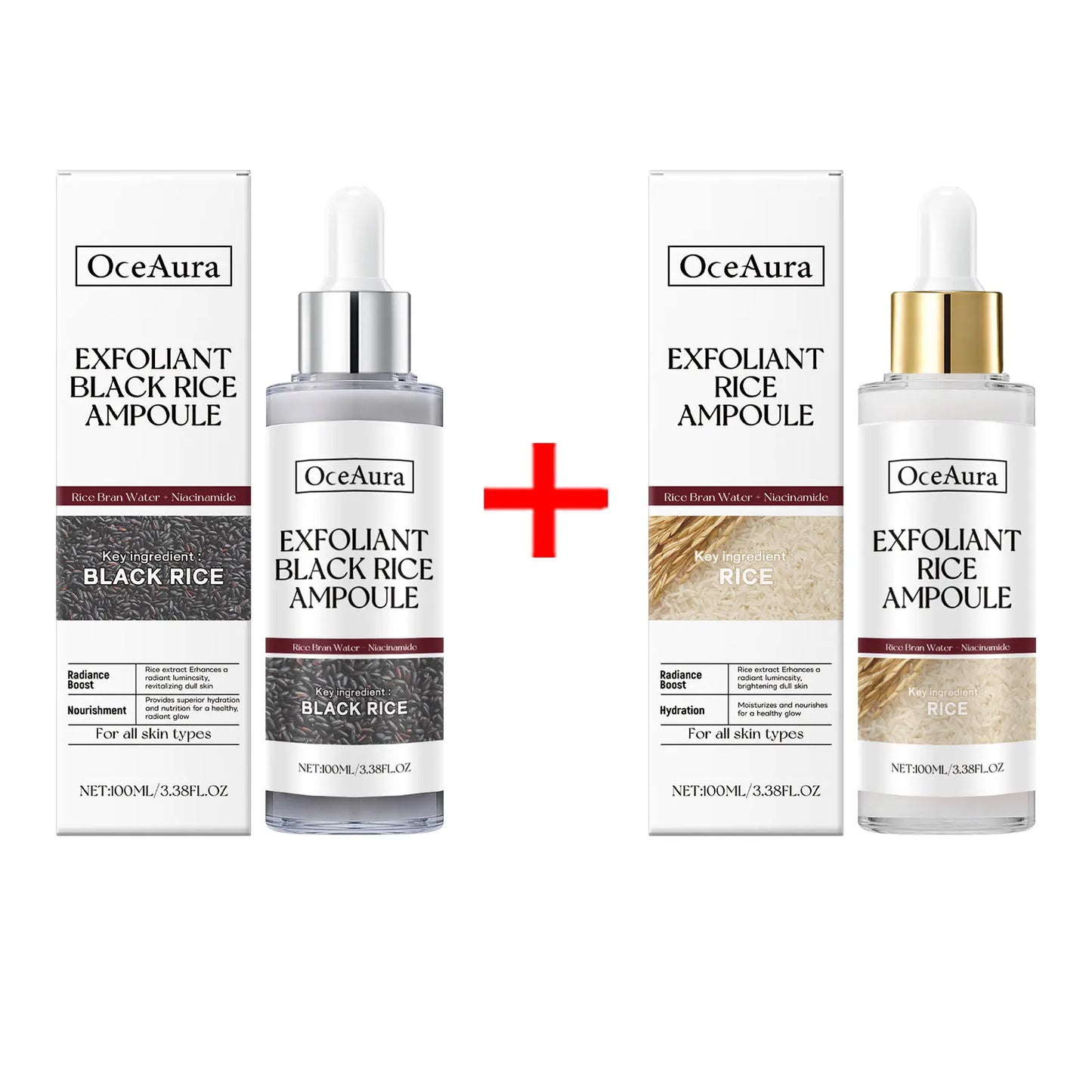 Sérum hydratant pour le visage, nourrit la peau sèche, Essence éclaircissante, ligne Fine lisse, rétrécit les Pores, Toner, liquide exfoliant au riz noir