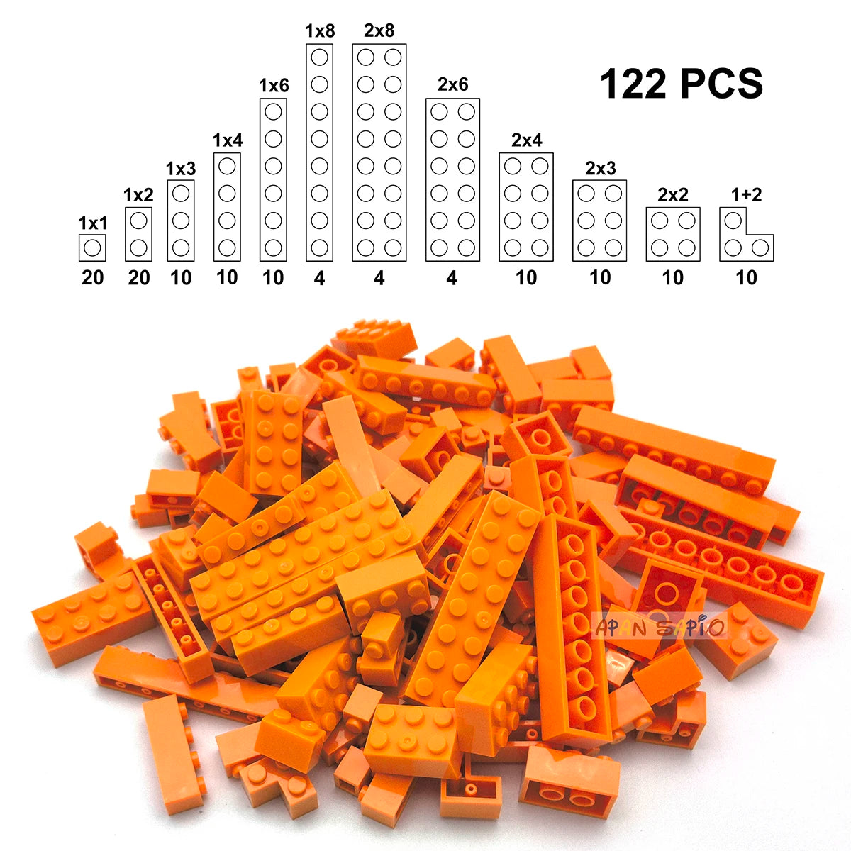 122 pièces figurines épaisses briques 12 tailles bricolage blocs de construction éducatif taille créative Compatible avec 3001 jouets en plastique pour les enfants
