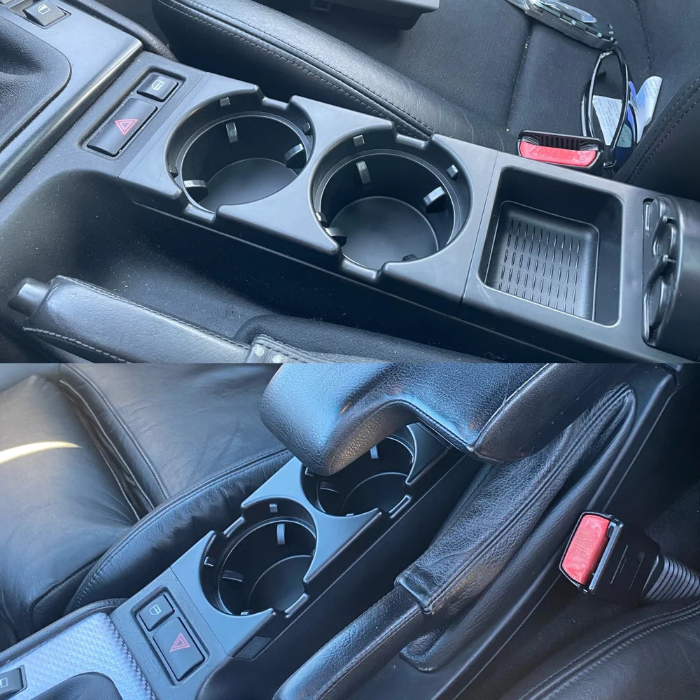 Nouveau Double trou style de voiture Console centrale avant boîte de rangement pièce de monnaie + porte-gobelet pour BMW E46 série 1999-2006 51168217953