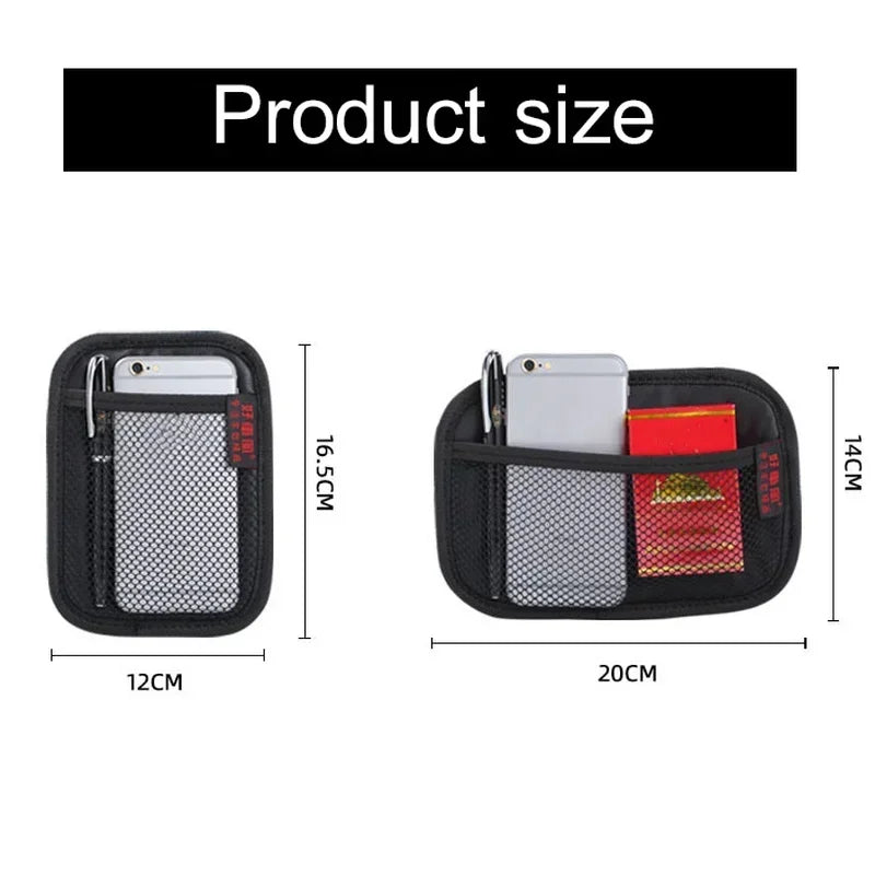 Sac en maille de cuir pour voiture, filet de rangement en tissu Oxford, organisateur d'intérieur de voiture, téléphones, pièces de monnaie, clés, rangement, outils de rangement automobile